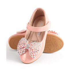 Cute Walk by Babyhug Velcro Closure Ballerina with Bow Applique - Pink