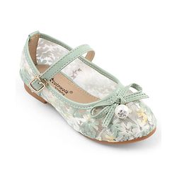 Cute Walk by Babyhug Buckle Closure Floral Embroidered Ballerina With Bow Applique - Beige