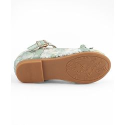 Cute Walk by Babyhug Buckle Closure Floral Embroidered Ballerina With Bow Applique - Beige