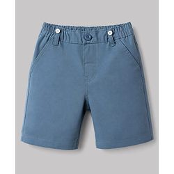 Babyhug Cotton Woven Half Sleeves Shirt & Shorts Set with Suspender & Jungle Theme Print - Blue & White