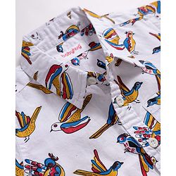 Babyhug Cotton Woven Half Sleeves Birds Printed Shirt & Denim Shorts Set - Multicolor