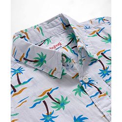 Babyhug Cotton Woven Half Sleeves Shirt & Denim Shorts Set With Tree Print - Multicolor