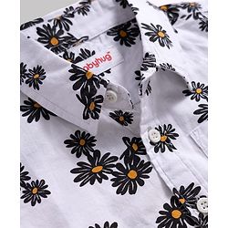 Babyhug Cotton Woven Half Sleeves Shirt & Denim Shorts Set With Floral Print - Multicolor