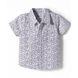 Babyhug Cotton Woven Half Sleeves Shirt & Denim Shorts Set With Floral Print - Multicolor