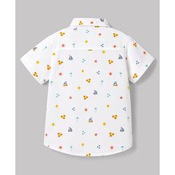 Babyhug Cotton Woven Half Sleeves Shirt & Shorts Set with Nautical Theme Print - Blue & White