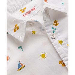 Babyhug Cotton Woven Half Sleeves Shirt & Shorts Set with Nautical Theme Print - Blue & White