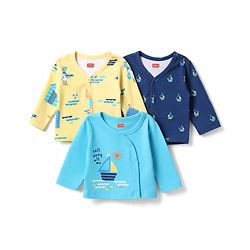 Babyhug 100% Cotton Interlock Knit Full Sleeves Nautical Them Printed Jhablas Pack Of 3 - Multicolour