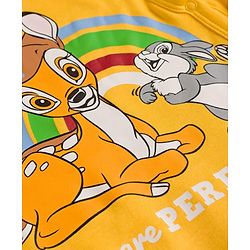 Babyhug Disney 100% Cotton Knit Half Sleeves Romper With Bambi Graphic - Yellow