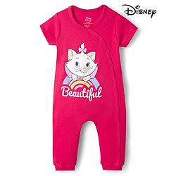 Babyhug Disney 100% Cotton Knit Half Sleeves Romper With Marie Graphic - Red