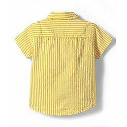 Babyhug Cotton Woven Half Sleeves Striped Shirt & Denim Shorts Set - Multicolor