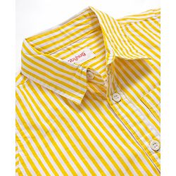 Babyhug Cotton Woven Half Sleeves Striped Shirt & Denim Shorts Set - Multicolor