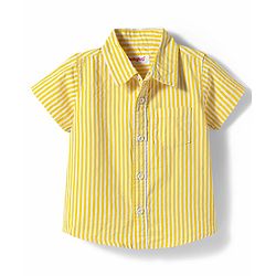 Babyhug Cotton Woven Half Sleeves Striped Shirt & Denim Shorts Set - Multicolor
