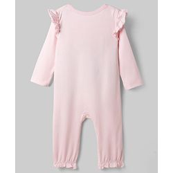 Babyhug Disney Interlock Knit Full Sleeves Romper With Marie Graphics - Pink