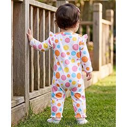 Babyhug Disney Interlock Knit Full Sleeves Romper With Marie Graphics - White