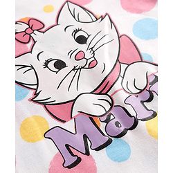 Babyhug Disney Interlock Knit Full Sleeves Romper With Marie Graphics - White