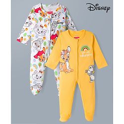 Babyhug Disney 100% Cotton Knit Full Sleeves Sleepsuits With Disney Marie Graphic Pack Of 2 - Multicolor