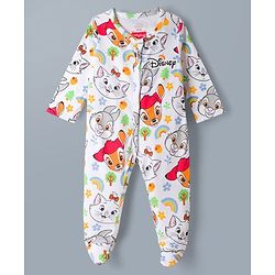 Babyhug Disney 100% Cotton Knit Full Sleeves Sleepsuits With Disney Marie Graphic Pack Of 2 - Multicolor