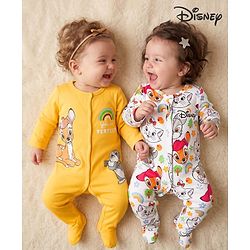 Babyhug Disney 100% Cotton Knit Full Sleeves Sleepsuits With Disney Marie Graphic Pack Of 2 - Multicolor