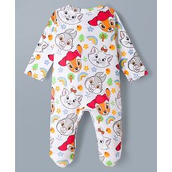 Babyhug Disney 100% Cotton Knit Full Sleeves Sleepsuits With Disney Marie Graphic Pack Of 2 - Multicolor