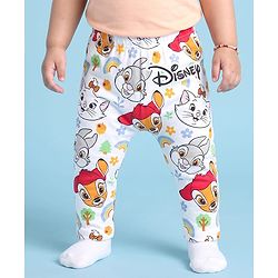 Babyhug Disney Interlock Knit Full Length Diaper Leggings with Marie Graphics Pack of 3 - Red Yellow & White