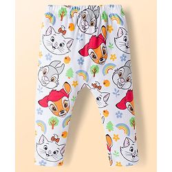 Babyhug Disney Interlock Knit Full Length Diaper Leggings with Marie Graphics Pack of 3 - Red Yellow & White
