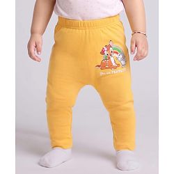 Babyhug Disney Interlock Knit Full Length Diaper Leggings with Marie Graphics Pack of 3 - Red Yellow & White