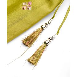 Babyhug Woven Frill Sleeves Georgett Embroidered & Sequinned Lehenga Choli & Dupatta Set- Lime Green