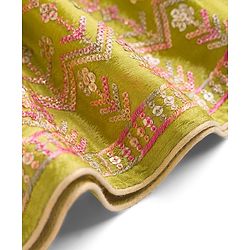 Babyhug Woven Frill Sleeves Georgett Embroidered & Sequinned Lehenga Choli & Dupatta Set- Lime Green