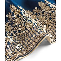Babyhug Georgette Woven Sleeveless Choli Lahenga Dupatta Set with Sequinned Floral Embroidery - Navy