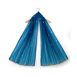 Babyhug Net Woven Half Sleeves Floral Embroidered Choli & Lehenga Set With Dupatta - Blue
