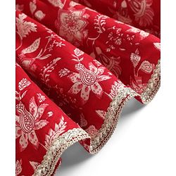 Babyhug 100% Cotton Cambric Woven Sleeveless Floral Printed Choli & Lehenga Set With Dupatta - Red