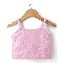 Babyhug Net Woven Sleeveless Choli Lehenga Set with Sequin Detailing & Dupatta - Pink