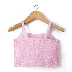 Babyhug Net Woven Sleeveless Choli Lehenga Set with Sequin Detailing & Dupatta - Pink