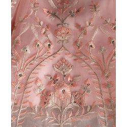 Babyhug Net Woven Half Sleeves Floral Embroidered Lehenga Choli Set with Dupatta - Pink