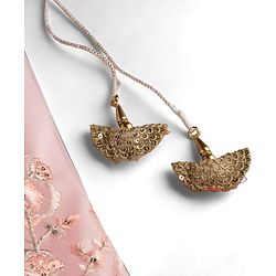 Babyhug Net Woven Half Sleeves Floral Embroidered Lehenga Choli Set with Dupatta - Pink