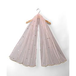 Babyhug Net Woven Half Sleeves Floral Embroidered Lehenga Choli Set with Dupatta - Pink