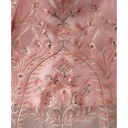 Babyhug Net Woven Half Sleeves Floral Embroidered Lehenga Choli Set with Dupatta - Pink