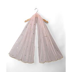 Babyhug Net Woven Half Sleeves Floral Embroidered Lehenga Choli Set with Dupatta - Pink