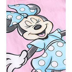 Babyhug Disney Single Jersey Knit Half Sleeves Minnie Mouse Printed T-Shirt & Capri Night Suit - Light Pink