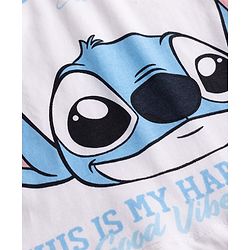 Babyhug Disney Single Jersey Knit Full Sleeves T-Shirt & Pyjama Night Suit with Stitch Graphics - White