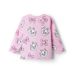 Babyhug Disney 100% Cotton Knit Full Sleeves Co-Ords T-Shirt & Pyjama Night Suit With Marie Graphic - Pink