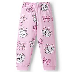 Babyhug Disney 100% Cotton Knit Full Sleeves Co-Ords T-Shirt & Pyjama Night Suit With Marie Graphic - Pink