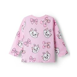 Babyhug Disney 100% Cotton Knit Full Sleeves Co-Ords T-Shirt & Pyjama Night Suit With Marie Graphic - Pink
