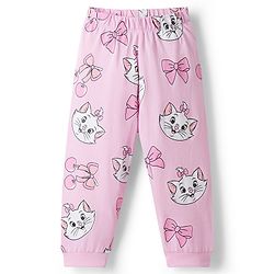 Babyhug Disney 100% Cotton Knit Full Sleeves Co-Ords T-Shirt & Pyjama Night Suit With Marie Graphic - Pink