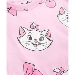 Babyhug Disney 100% Cotton Knit Full Sleeves Co-Ords T-Shirt & Pyjama Night Suit With Marie Graphic - Pink