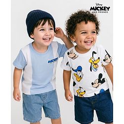Babyhug Disney Single Jersey Knit Half Sleeves T-Shirt With Mickey Mouse Graphics Pack of 2 - Multicolor