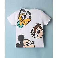 Babyhug Disney Single Jersey Knit Half Sleeves T-Shirt With Front & Back Mickey Mouse Graphics - White