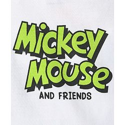 Babyhug Disney Single Jersey Knit Half Sleeves T-Shirt With Front & Back Mickey Mouse Graphics - White