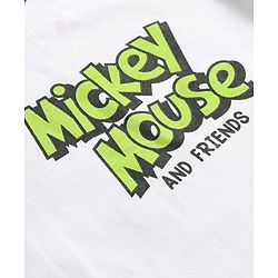Babyhug Disney Single Jersey Knit Half Sleeves T-Shirt With Front & Back Mickey Mouse Graphics - White