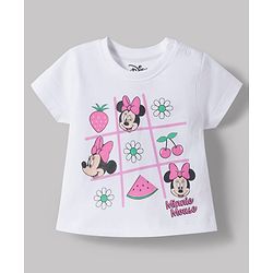 Babyhug Disney Cotton Knit T-Shirts Half Sleeve with Minnie and Friends Graphic Multi Color 3-6 Months Pack of 2